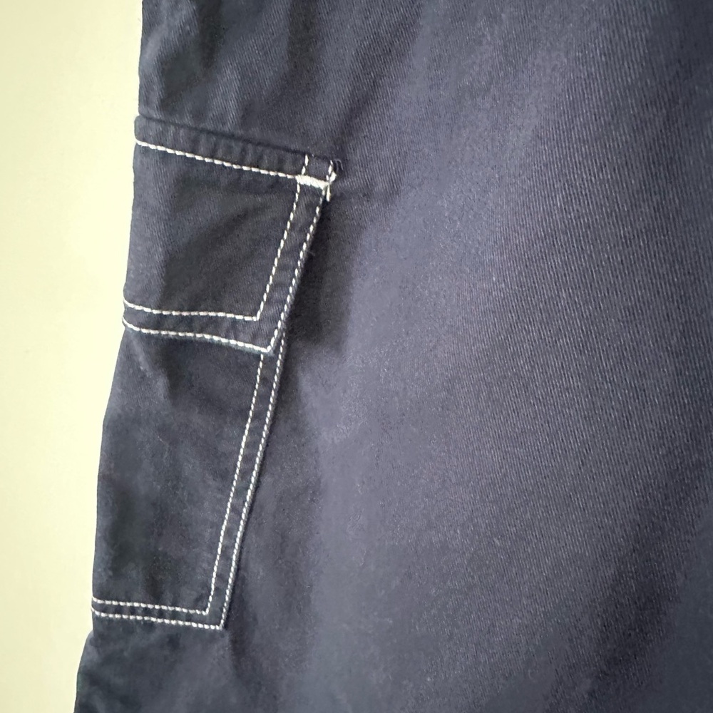 Wide Leg Cargo Pants Y2K Utility Navy Skater  Medium Streetwear - Picture 4 of 11